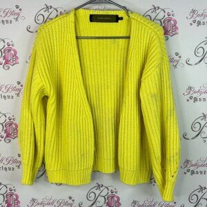 Code X mode cardigan knit crochet knitted bright Cozy Chic Yellow Cardigan